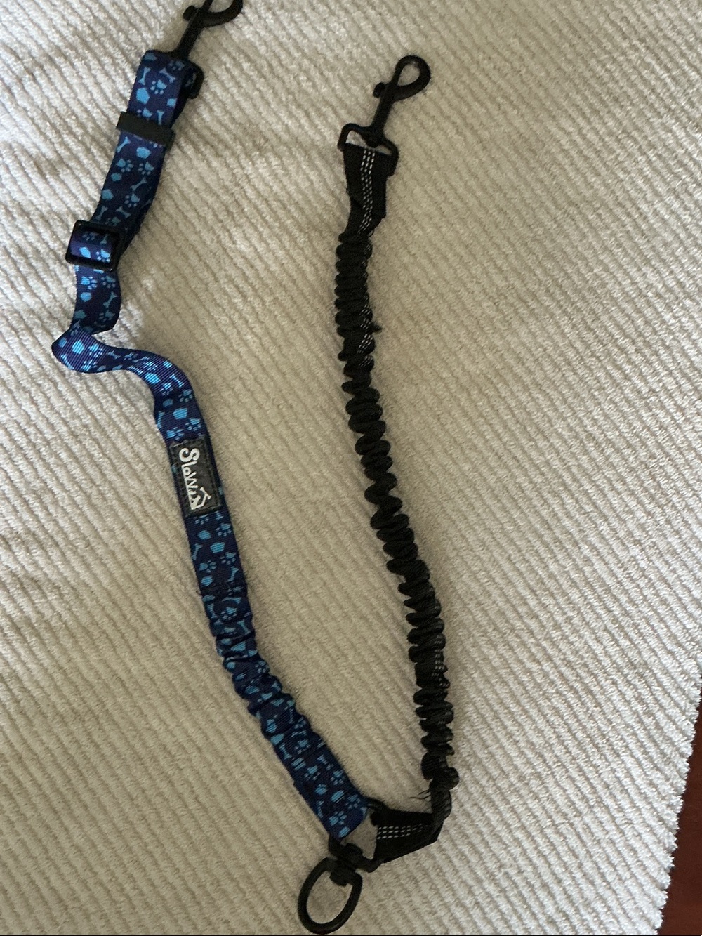 Blue Paw-Pattern Bungee Dog Leash with Shock-Absorbing Stretch